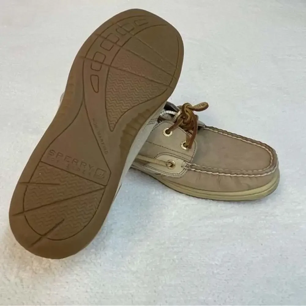 SPERRY TOP SIDER Bluefish Linen Gold Suede Leather Boat Shoes Women's Size US 8